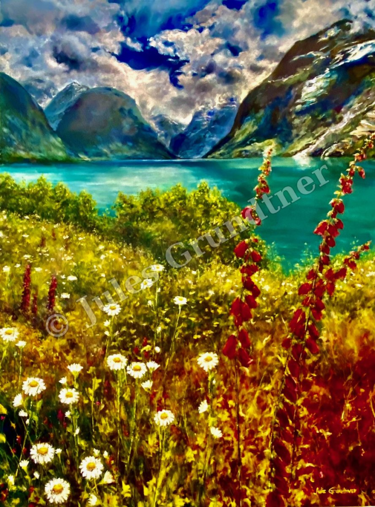 Alpine Wildflowers — original painting by Julie Grundtner, Evergreen, Colorado