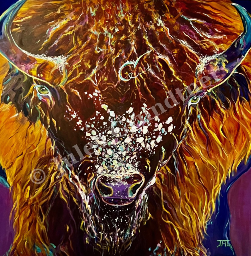 Bison — original painting by Julie Grundtner, Evergreen, Colorado