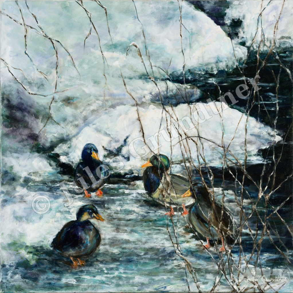 Snowy Stream — original painting by Julie Grundtner, Evergreen, Colorado
