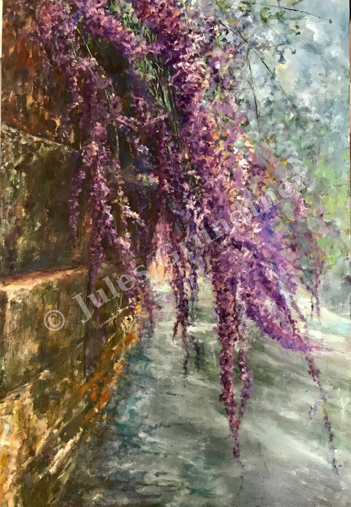 Wisteria Water — original painting by Julie Grundtner, Evergreen, Colorado
